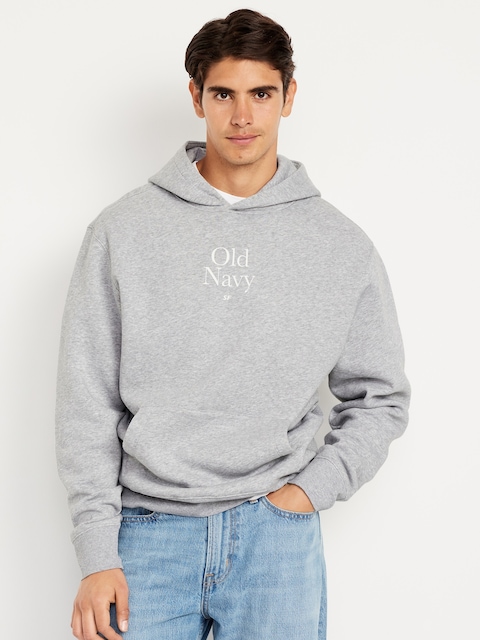 Oversized Logo Pullover Hoodie for Men - Medium Heather Gray