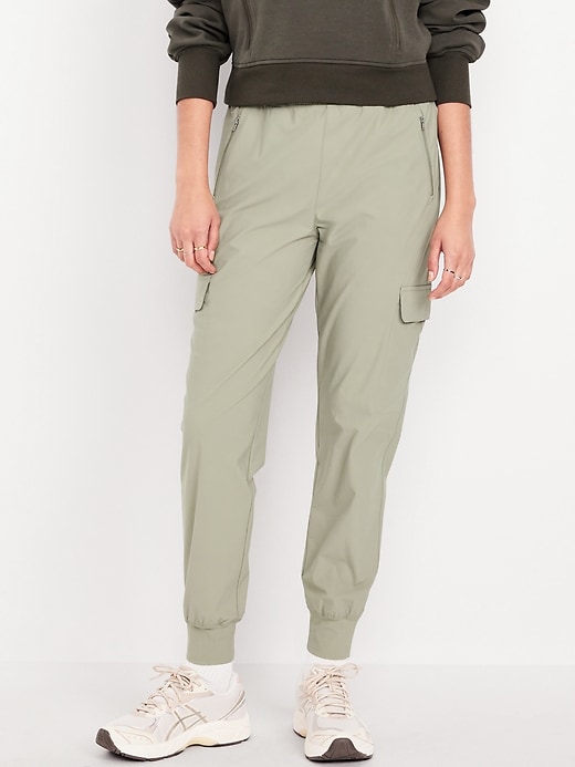 Image number 1 showing, High-Waisted SleekTech Cargo Joggers