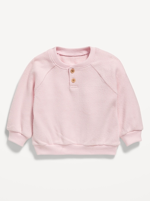 L'image numéro 1 présente Henley à manches longues en tricot gaufré pour bébé