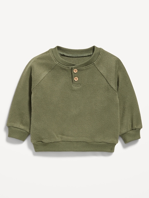 L'image numéro 1 présente Henley à manches longues en tricot gaufré pour bébé