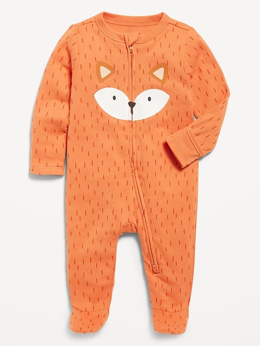 Image number 1 showing, 2-Way-Zip Sleep & Play Graphic Footed One-Piece for Baby