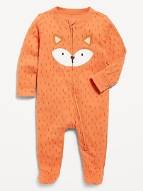 Image number 1 showing, 2-Way-Zip Sleep & Play Graphic Footed One-Piece for Baby