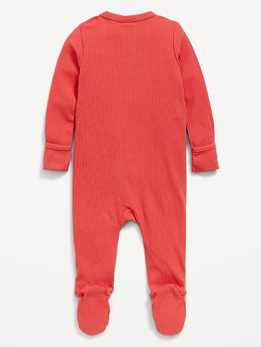 Voir une image plus grande du produit 2 de 2. Une-pièce ajusté côtelé à pieds à glissière bidirectionnelle pour bébé