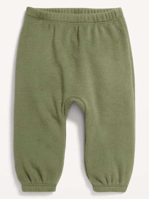 Pantalon de jogging à taille extensible en tricot gaufré pour bébé - Vert Olive Pâle