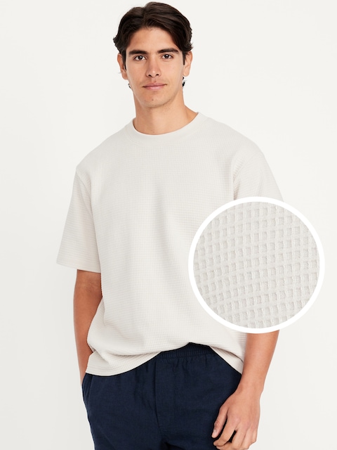 Heavyweight Crew-Neck Waffle T-Shirt - Silver Gray