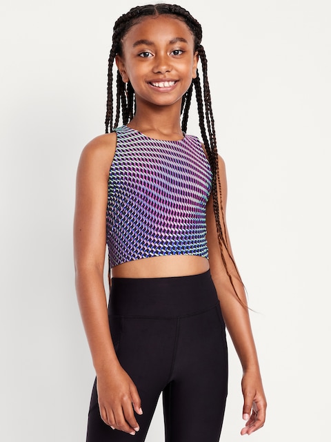 PowerSoft Longline Sports Bra for Girls - Geometric