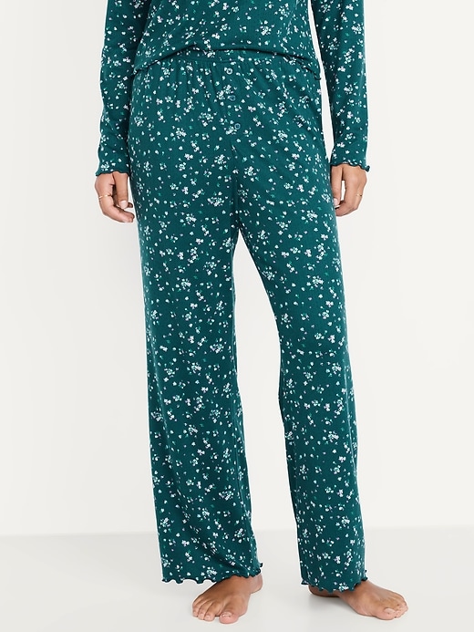 Image number 5 showing, High-Waisted Cozy Rib Pajama Pants