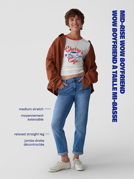 L'image numéro 8 présente Jean Wow Boyfriend droit à taille mi-basse