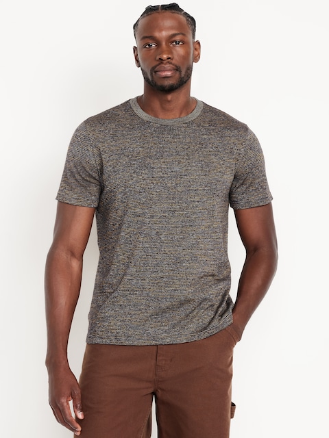 T-shirt ras du cou à rayures - Tweed Noir