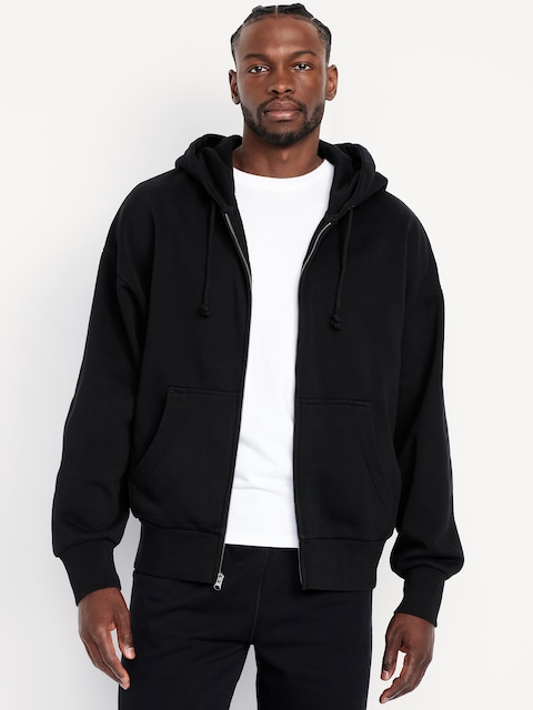 Oversized Heavyweight Zip Hoodie - Black Jack