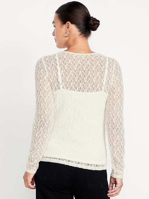 Image number 6 showing, Long-Sleeve Lace Crew-Neck Top