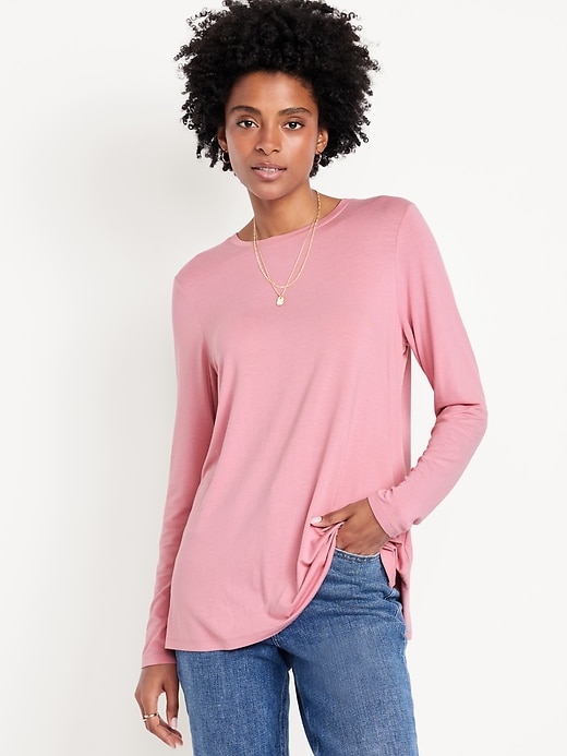 Image number 1 showing, Luxe Long-Sleeve Crew-Neck Tunic