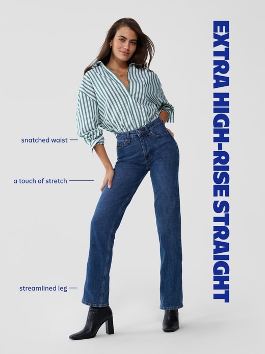 Image number 10 showing, Extra High-Waisted Studded Straight Jeans