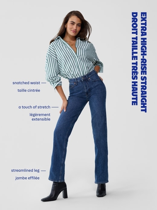 Image number 5 showing, Extra High-Waisted Studded Straight Jeans