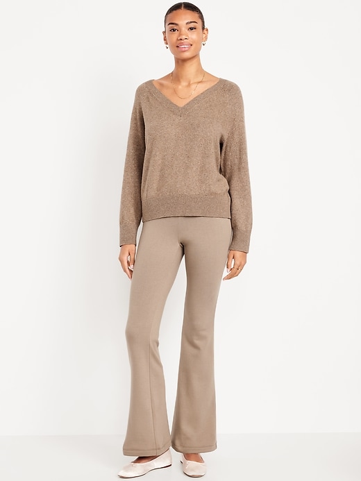 Image number 1 showing, High-Waisted Fleece-Lined Flared Leggings