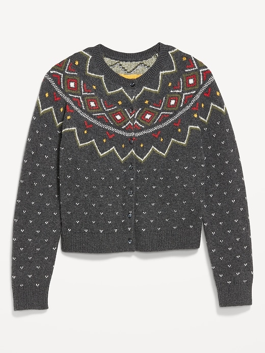 L'image numéro 4 présente Cardigan court en tricot côtelé SoSoft à motif jacquard