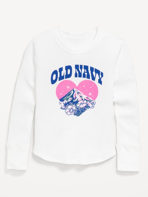 Long-Sleeve Logo Graphic Thermal-Knit T-Shirt for Girls - White Lilies