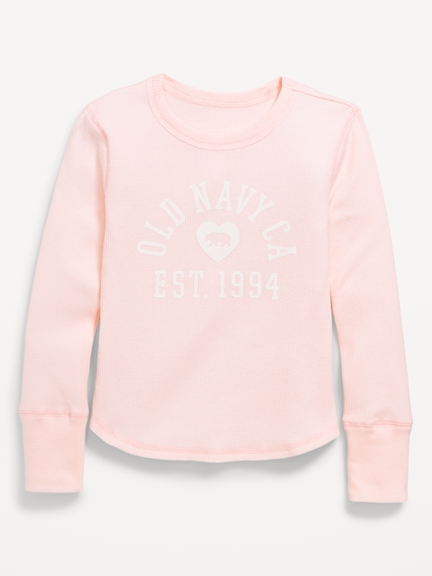 T-shirt en tricot isotherme à manches longues et à logo imprimé pour fille