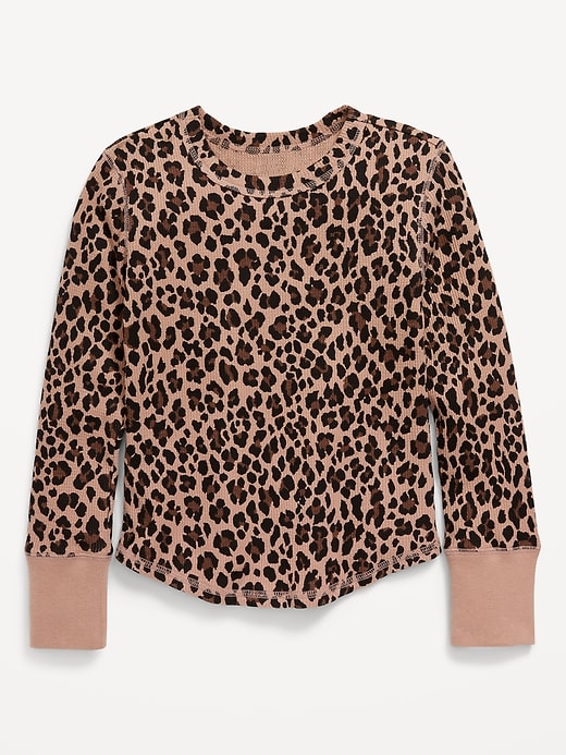 L'image numéro 1 présente T-shirt en tricot isotherme à manches longues et à motif pour fille