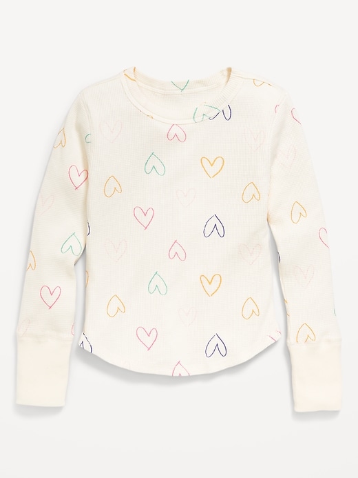 Image number 1 showing, Printed Long-Sleeve Thermal-Knit T-Shirt for Girls