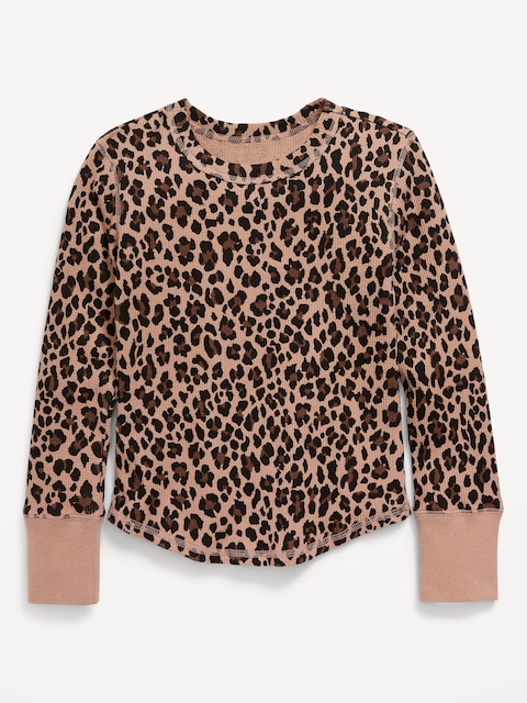 T-shirt en tricot isotherme à manches longues et à motif pour fille