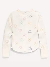 Image number 1 showing, Printed Long-Sleeve Thermal-Knit T-Shirt for Girls