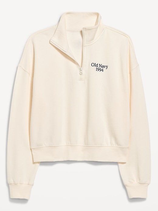 Image number 8 showing, Oversized Logo-Graphic Cropped Half-Zip Pullover
