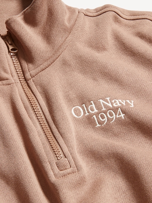 Image number 3 showing, Oversized Logo-Graphic Cropped Half-Zip Pullover
