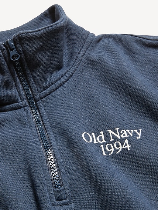 Image number 5 showing, Oversized Logo-Graphic Cropped Half-Zip Pullover