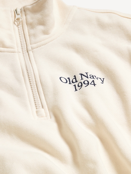 Image number 3 showing, Oversized Logo-Graphic Cropped Half-Zip Pullover
