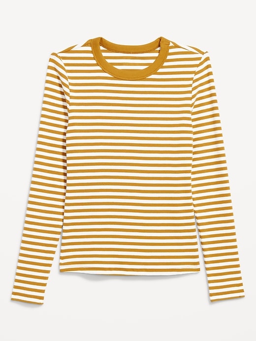 L'image numéro 4 présente T-shirt ajusté à col rond et à manches longues