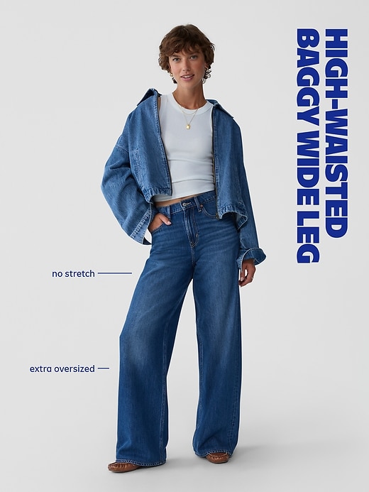 L'image numéro 5 présente Jean coupe généreuse jambe large à taille haute