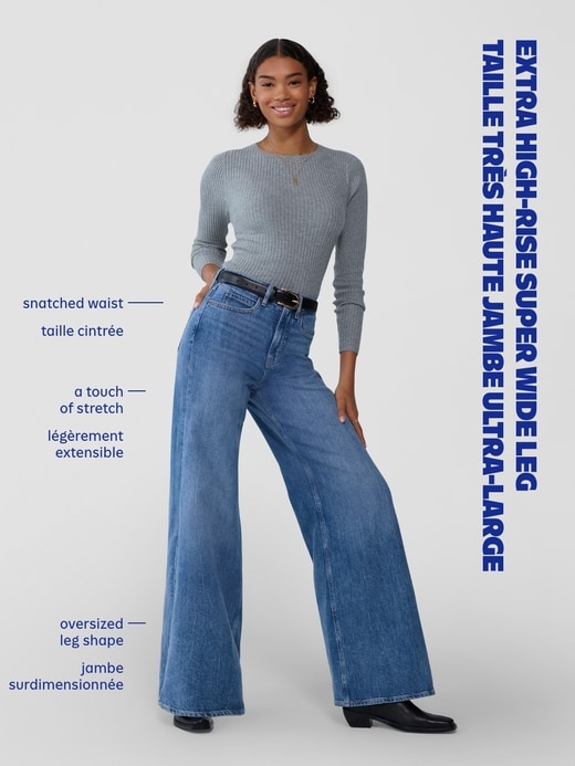 Image number 5 showing, Extra High-Waisted Super Wide-Leg Jeans