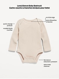 View large product image 3 of 3. Unisex Long-Sleeve Ribbed Bodysuit for Baby