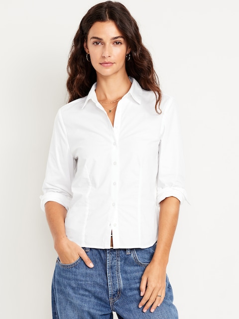 Slim Button-Down Shirt - White Lilies