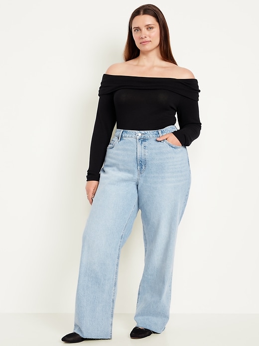 Image number 8 showing, Curvy Extra High-Waisted Wide-Leg Jeans