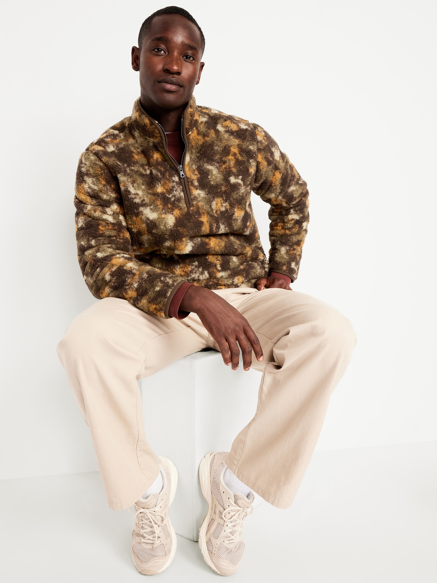 Printed Sherpa Quarter-Zip Pullover | Old Navy