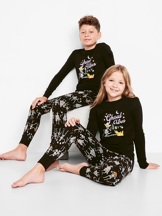 View large product image 1 of 3. Gender-Neutral Snug-Fit Graphic Pajama Set for Kids