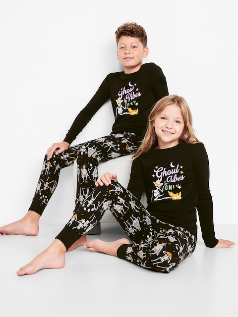Pyjama ajusté à imprimé unisexe pour enfant - Noir À Squelettes