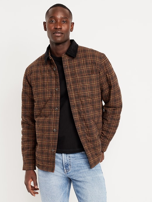 Image number 1 showing, Sherpa-Lined Plaid Flannel Shacket