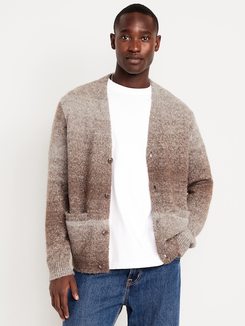 Wool-Blend Ombré Cardigan - Brown Ombré