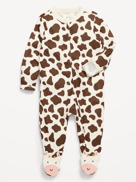2-Way-Zip Sleep & Play Footed One-Piece for Baby - Cow