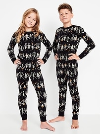 Image number 1 showing, Printed Snug-Fit Graphic Pajama Set for Girls