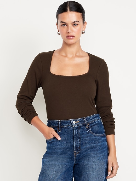Image number 5 showing, Long-Sleeve Square-Neck Top