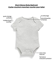 View large product image 3 of 3. Unisex Short-Sleeve Waffle-Knit Bodysuit for Baby