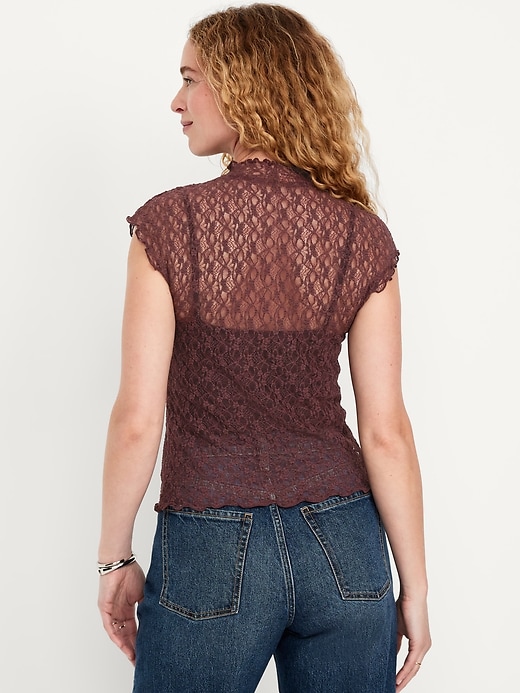 Image number 2 showing, Mock-Neck Lace Top