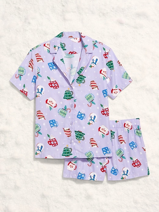 Image number 4 showing, Printed Flannel Pajama Short Set for Women