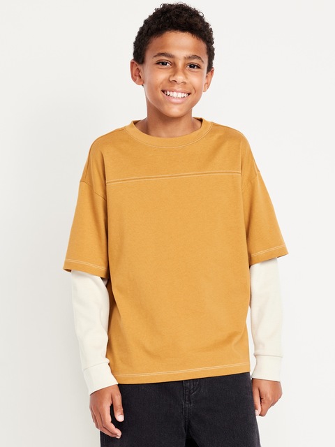 T-shirt surdimensionné 2-en-1 pour garçon - Biscuit Graham
