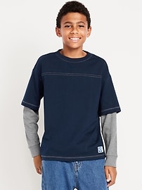 L'image numéro 1 présente T-shirt surdimensionné 2-en-1 pour garçon