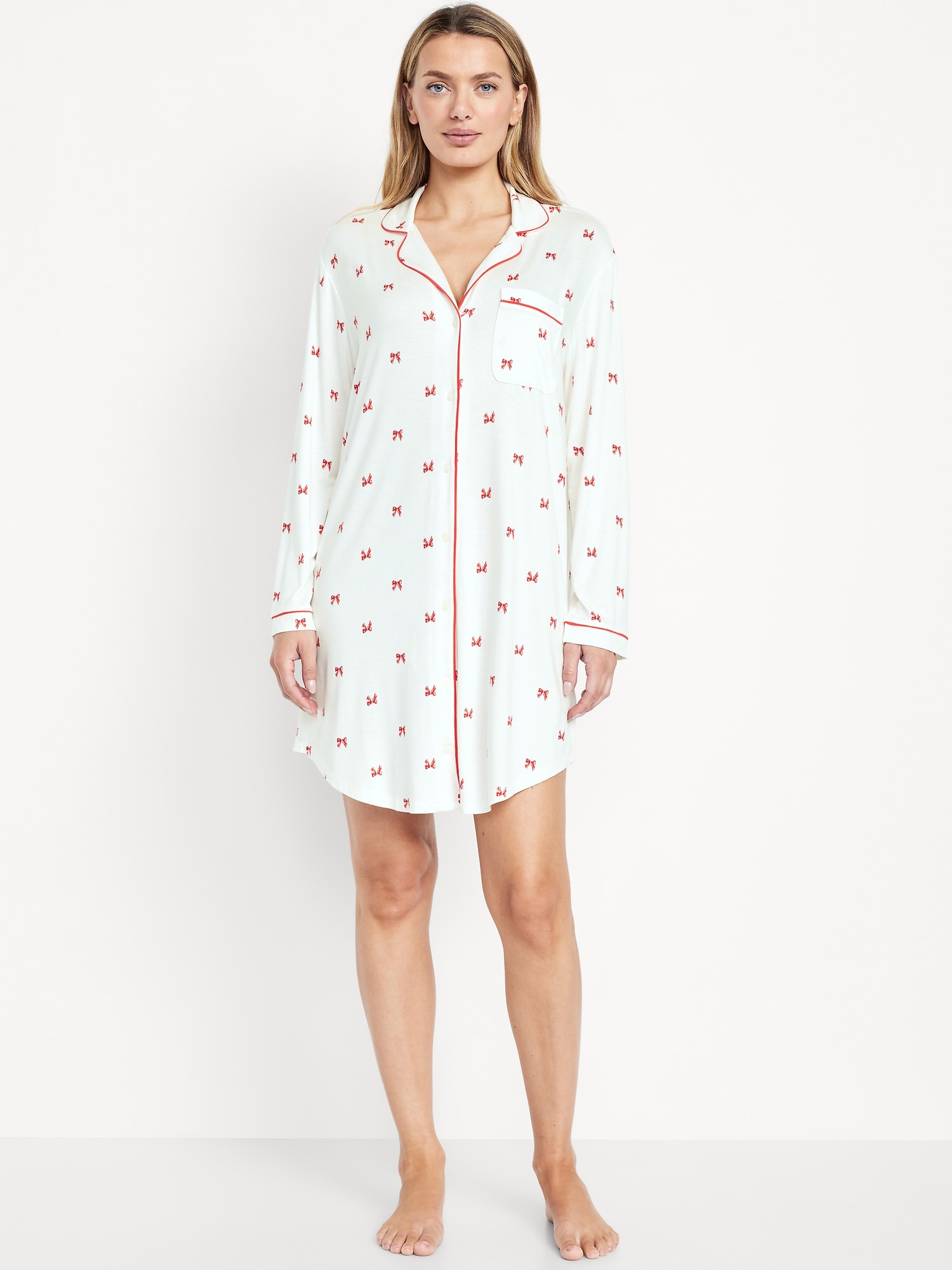 Long-Sleeve Knit Sleep Shirt